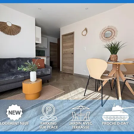 Champ De Ble Apt Neuf Independant Plain Pied Dans Maison Contemporaine Decoration Soignee Tout Confort Terrasse Amenagee, Grand Terrain Parking Prive A 15 Mn De Caen Et 10 Mn Debayeux Proche Plages Du Debarquement Loucelles Exterior photo